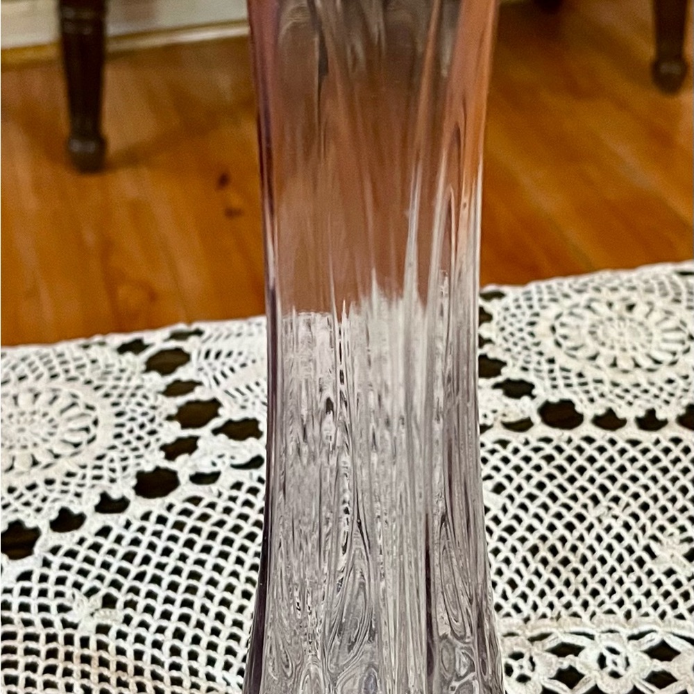Vintage Antique Lavender Lilac Tinted Glass Swung Vase Starburst Bottom